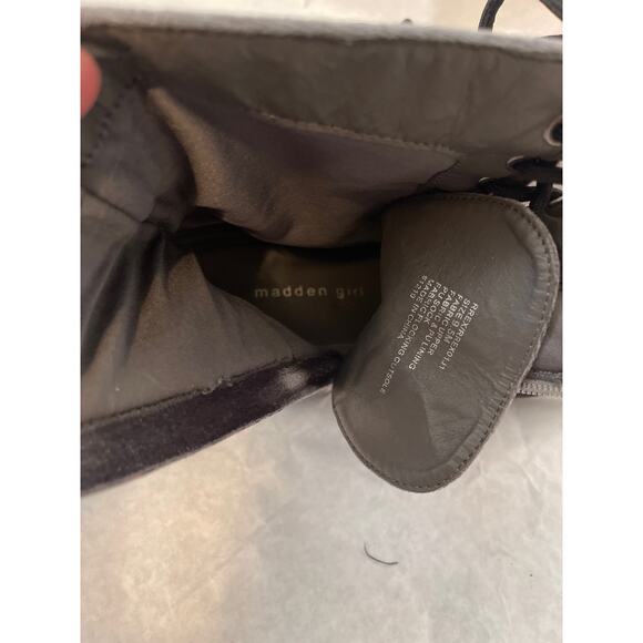 Madden Girl Velvet Gray Combat Boot Size Zip Lace Up Size 9.5 Prex RREXO1J1 - Picture 6 of 6